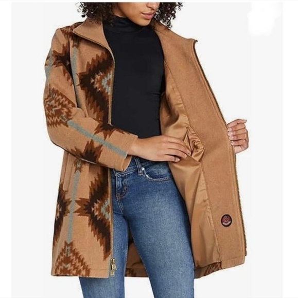 NWOT Pendleton  Tribal  Aztec Print Wool Zip Up coat - Picture 2 of 10